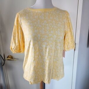 NWT! Lauren Conrad yellow flowery  XL blouse